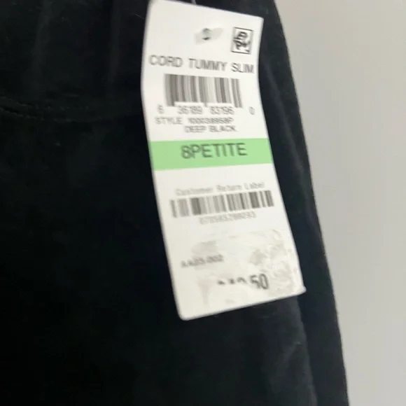 NWT Style & Co. Tummy Control Corduroy Pants, Deep Black, Size 8 Petite - Picture 5 of 6